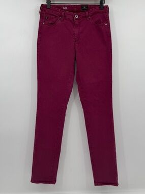 AG Adriano Goldschmied Jeans Women 28R Faded Maroon Prima Cigarette Leg Mid Rise